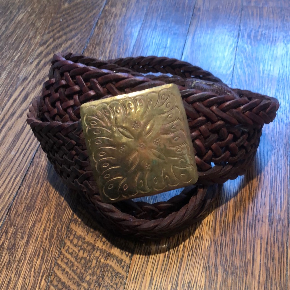 Genuine leather braided belt